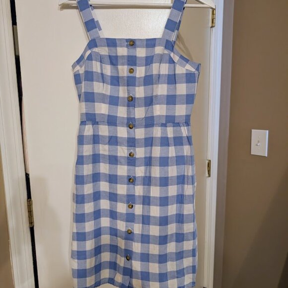 J.Crew Blue Gingham Summer Picnic Dress Size 2 EUC - Picture 5 of 10